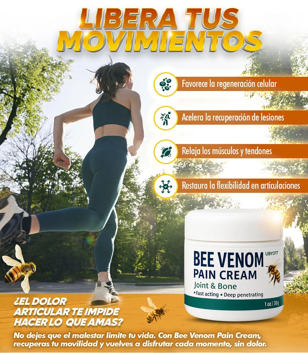 Crema de Veneno de Abeja – Alivio Instantáneo del Dolor (Producto Original) - GoMart!