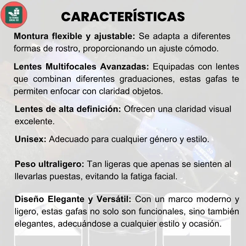 GAFAS MULTIFOCALES INTELIGENTES CON ZOOM AUTOMÁTICO, PROTECIÓN DE LUZ AZUL Y EFECTO FOTOCROMÁTICO - GoMart!